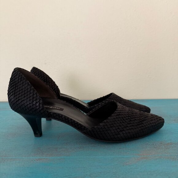 Paul Green Julia Black Reptile Snake Dorsay Kitten Heel Shoes Size 7. - Picture 1 of 9